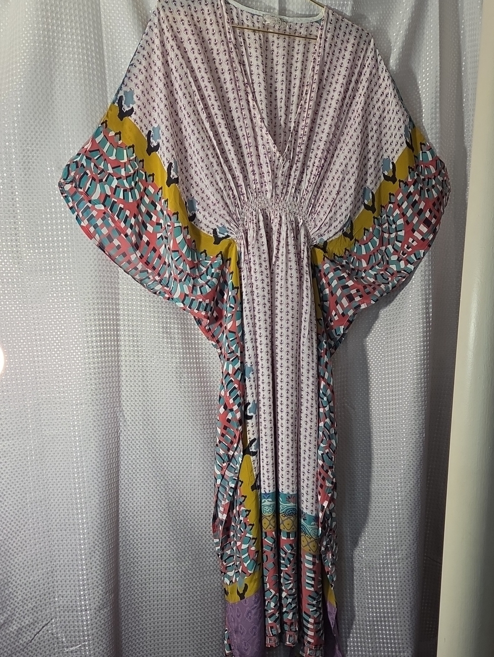 Free People Lavender Printed Boho Maxi Dress with Accents Expanding Waist NWOTS